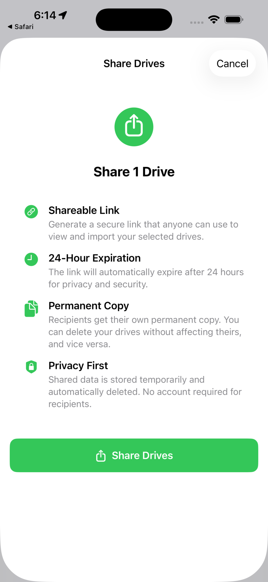 Sharing a drive by link