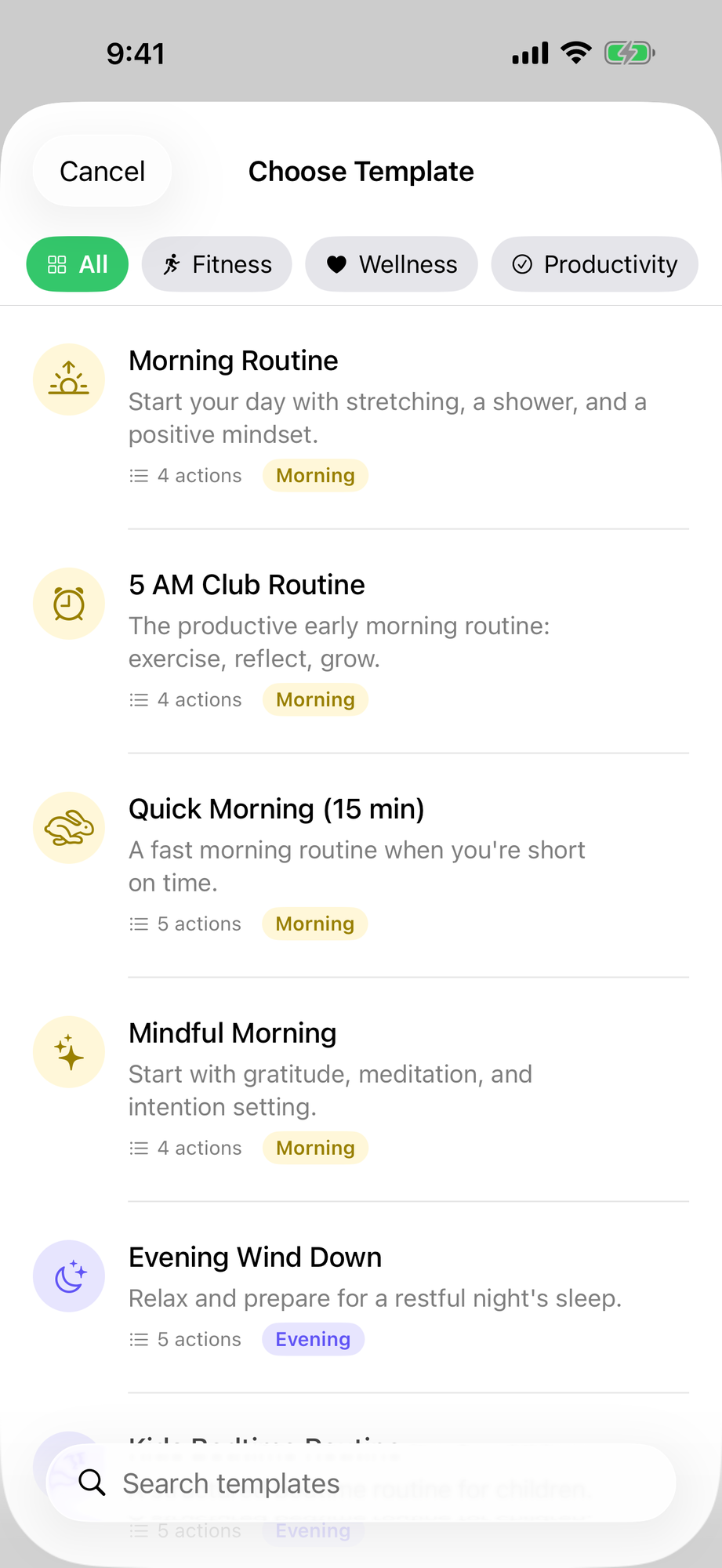 Start fast from built-in templates