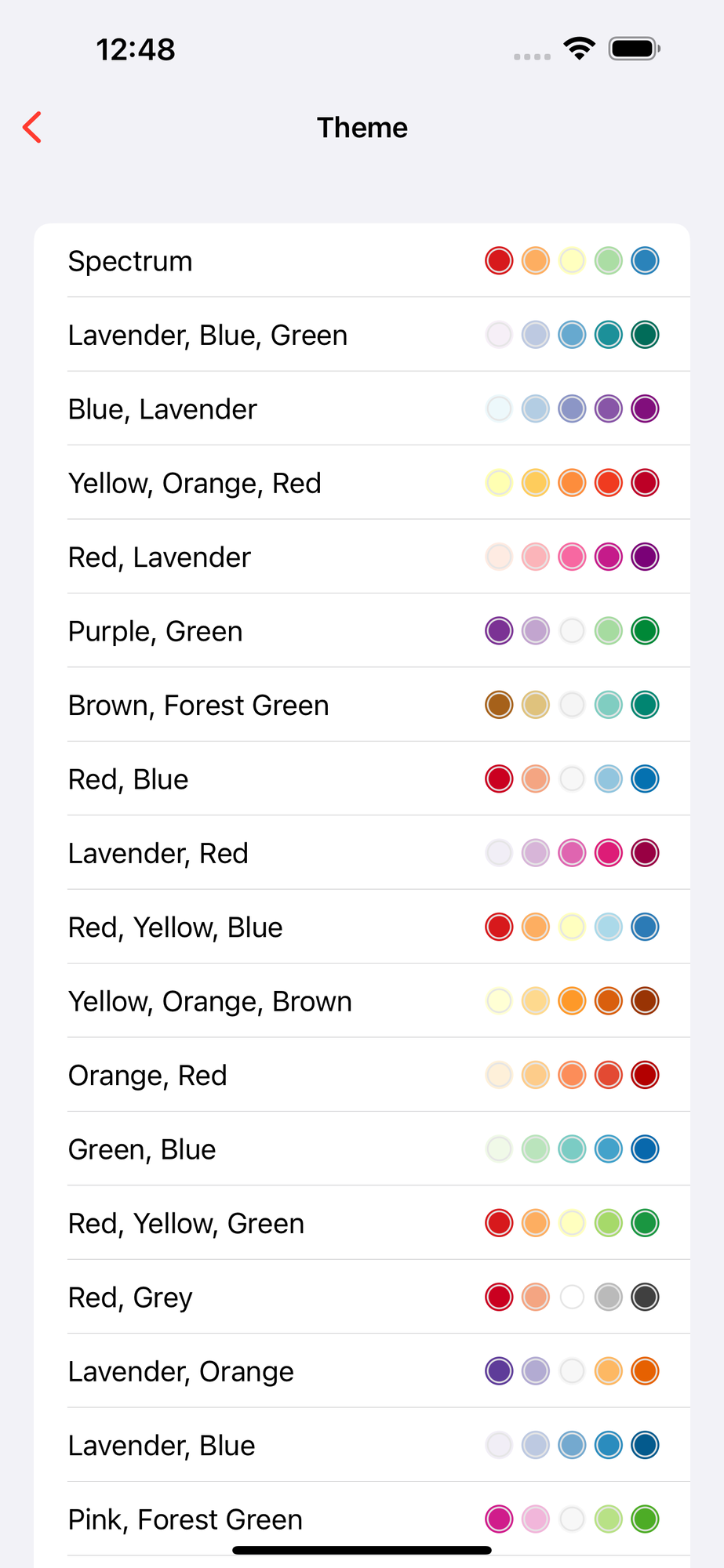 Choose a color theme for a trend