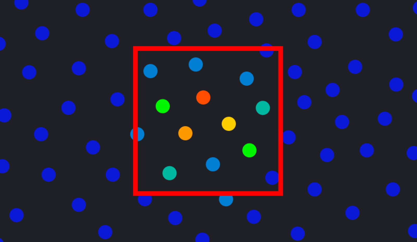Shaking detection: a corroborated cluster of active stations stands out against the calm blue background.