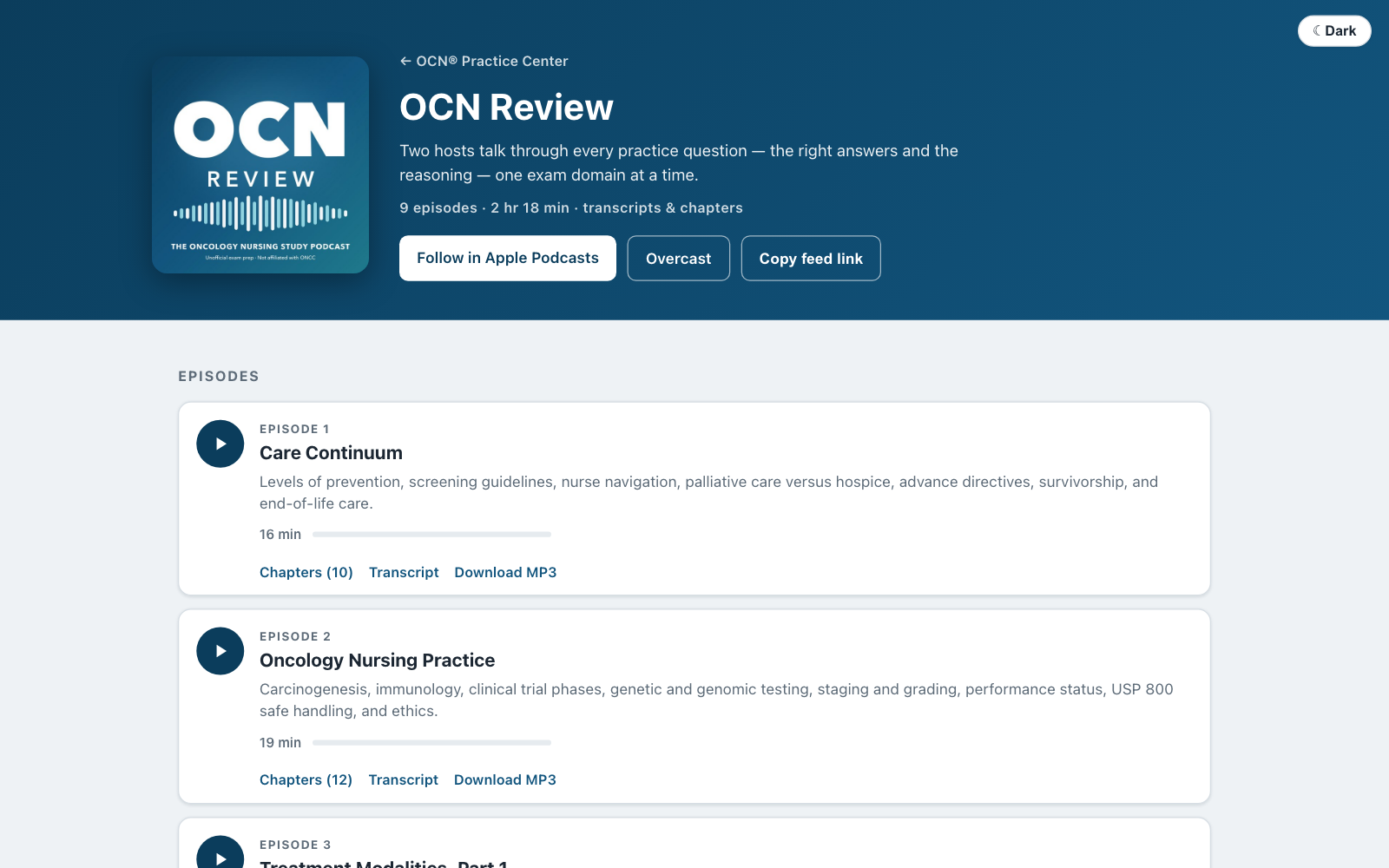 OCN Review, the companion podcast, with chapters and a transcript for every episode.